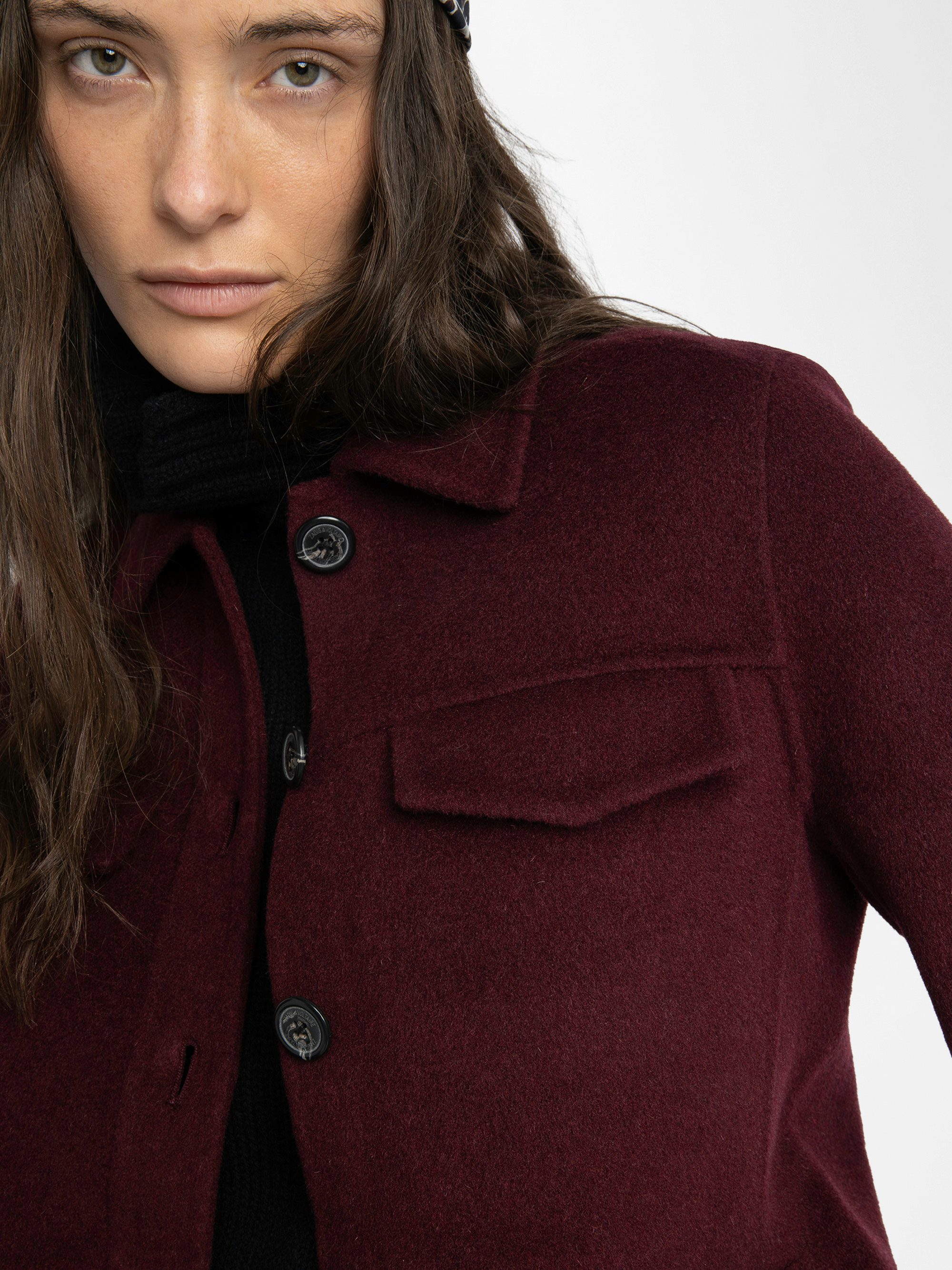 Liam Jacket - Fitted double-faced jacket in wool blend, long sleeves, button closure and embossed wings at the back.
